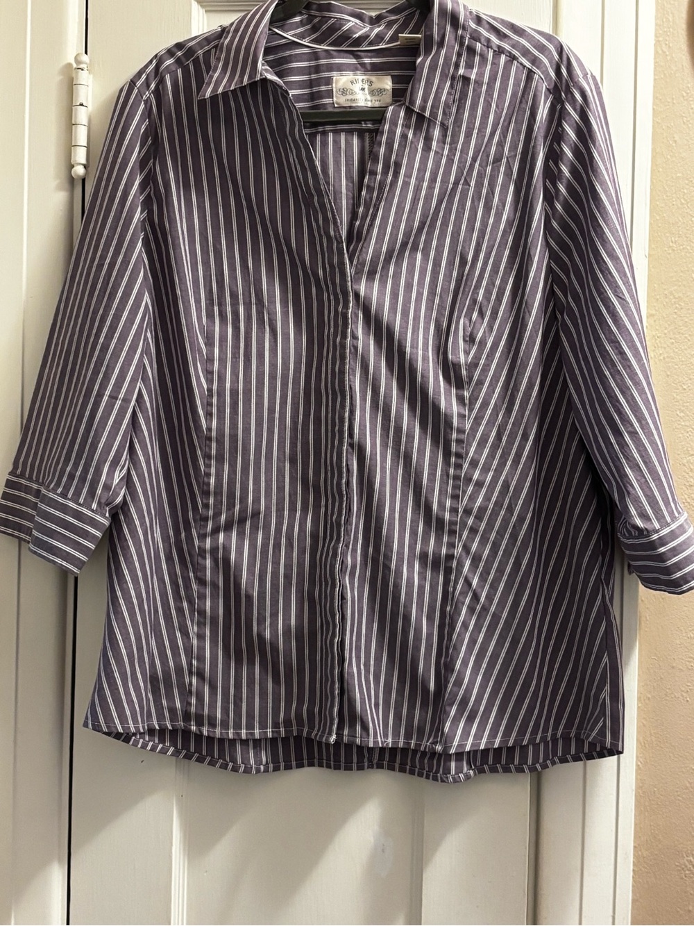 Lee Purple and White Striped Button-Front Shirt Women’s 1X
